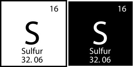 Sulfur chemical element. Science structure. Mendeleev table. Education background. Vector illustration. Stock image.のイラスト素材