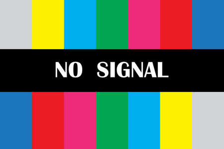 No signal tv icon. Glitch sign. Digital communication. Graphic element. Colored lines. Vector illustration. Stock image.のイラスト素材