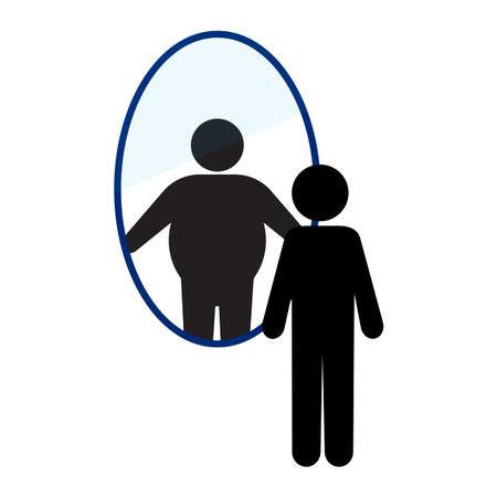 Icon with black fat skinny people for concept design. Silhouette illustration. Vector illustration.のイラスト素材