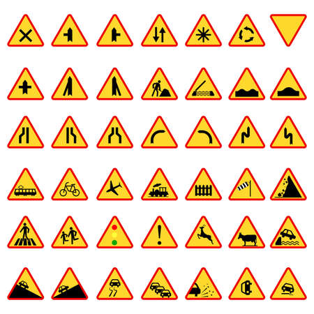 Priority road signs. Mandatory road signs. Traffic Laws. Vector illustration. stock image.のイラスト素材