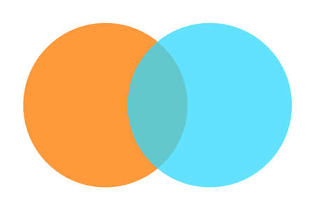 Intersecting circles. Colored icon. Merge concept. Business background. Vector illustration. Stock image.のイラスト素材