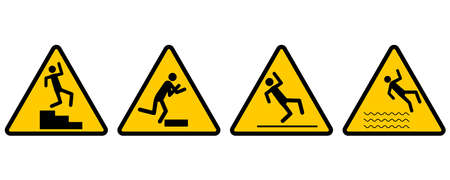 Yellow warning signs obstacle. Vector illustration. stock image.のイラスト素材