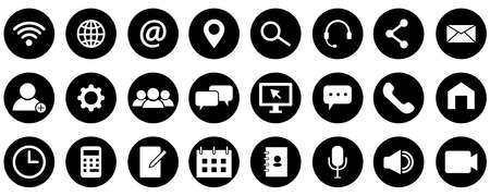 Communication icons set. Phone icon set. Call icon vector. Message icon. Mobile page. Vector illustration. stock image.のイラスト素材