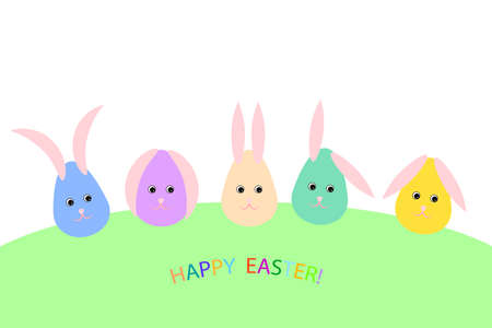 Modern easter bunnies, great design for any purposes. Animal print. Happy easter banner. Vector illustration. stock image.のイラスト素材