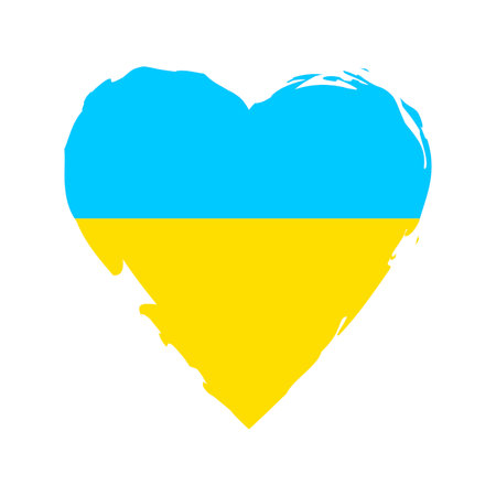 Ukraine flag heart for celebration design. Heart love. Love symbol. Vector illustration. stock image.のイラスト素材
