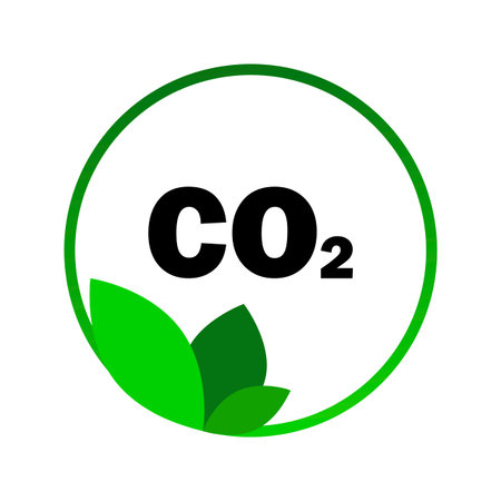 Flat template with co2 leaves for concept design. Logo design. Ecology concept. Vector illustration. stock image.のイラスト素材