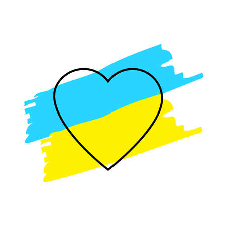 Heart flag ukraine. Love symbol. National ukrainian flag. Vector illustration. stock image.のイラスト素材