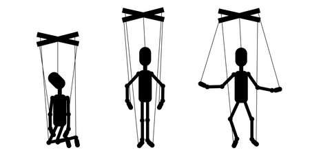 Puppet puppets. Manipulator concept. Business concept. Vector illustration. stock image.のイラスト素材