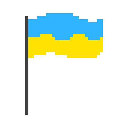 Flag of ukraine pixel. Vector icon. Minimal style. Yellow blue. Geometric texture. Vector illustration. stock image.のイラスト素材