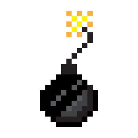 Flat illustration with pixel bomb. Pixel art. Design element. Vector illustration. stock image.のイラスト素材
