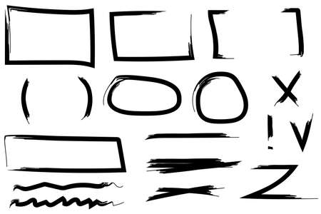 Hand drawn infographic set with black line shapes signs. Line shapes signs. Hand drawn sketch. Vector illustration. stock image.のイラスト素材