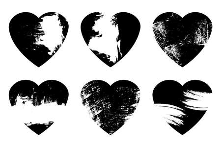 Brush stroke heart set in abstract style. Love symbol. Vector illustration. stock image.のイラスト素材