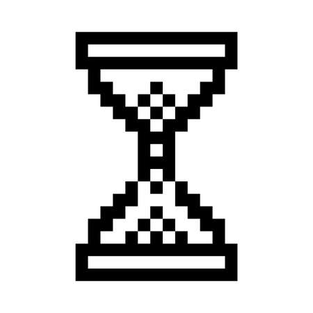 Icon with pixel hourglass. Countdown concept. Vector illustration. stock image.のイラスト素材