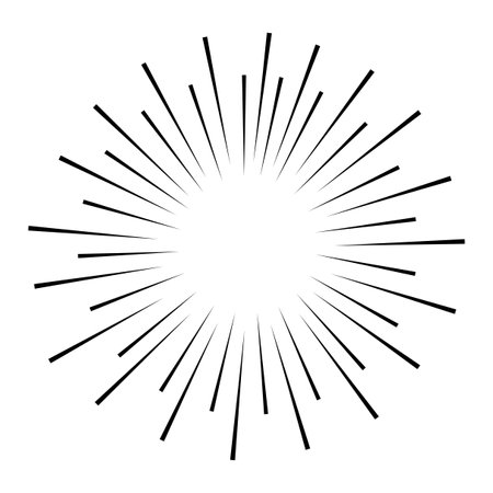 Sun rays hand drawn, linear drawing. Vector illustration.のイラスト素材