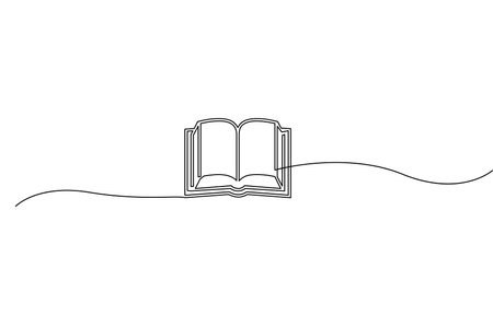 Book one line drawing banner. Vector illustration.のイラスト素材