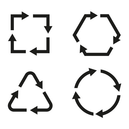 Original circular arrows of black color on a white background, with a round, triangular path. Vector...