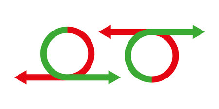 colorful rounded-off arrows. Arrows movement circle. Vector illustration. Stock picture.のイラスト素材