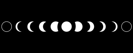 Moon phases astronomy icon set. Vector illustration. stock image.のイラスト素材