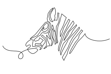 Horse head one line. Continuous line drawing of horse head. Vector illustration.のイラスト素材