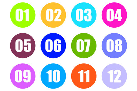 Numbers on multicolored circles. Vector illustration. EPS 10.のイラスト素材