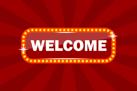 Welcome billboard. Retro light frames. Electric bulbs. Vector illustration. Eps 10.のイラスト素材