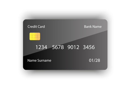 Credit debit card mockup. Black credit card. Vector illustration. Eps 10.のイラスト素材