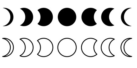 Moon icon. Moon half. Moon phases astronomy icons. Crescent symbol. Vector illustration. EPS 10.のイラスト素材
