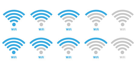 Blue wi-fi icons. Vector illustration. EPS 10.のイラスト素材