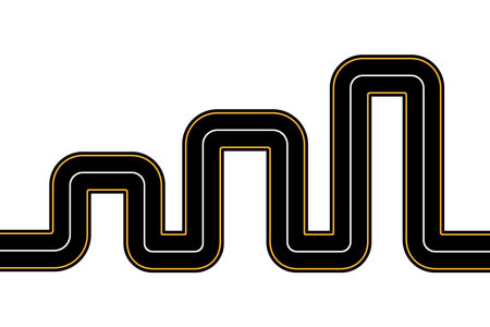 Winding road on white background. Curved asphalt road or highway. Vector illustration. EPS10.のイラスト素材