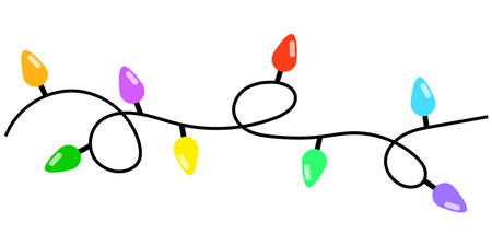 Christmas lights. Glowing bulb for Xmas. Garland light decoration. Vector illustration. EPS 10.のイラスト素材