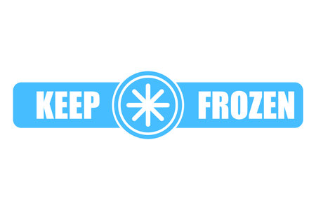 Keep frozen label. Storage in refrigerator and freezer. Keep frozen badges for product. Vector illustration. EPS 10.のイラスト素材
