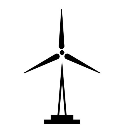 Black silhouette icon of a wind turbine. Vector illustration. EPS 10.のイラスト素材