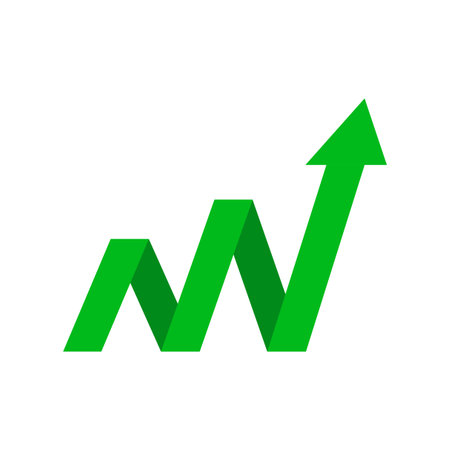 Green Indication arrows. Up arrows, statistic financial symbol. Vector illustration. EPS 10.のイラスト素材