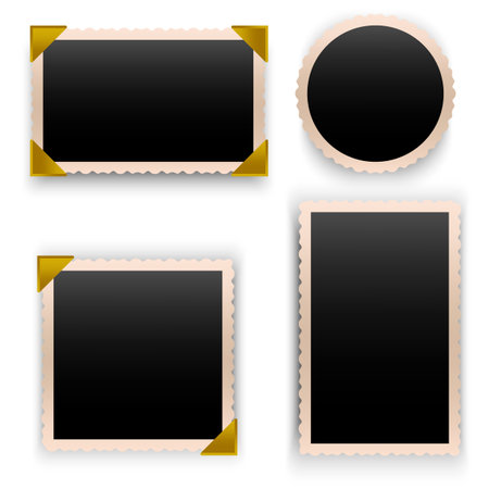 Vintage photo frame. Retro old paper picture frame template. EPS 10.のイラスト素材