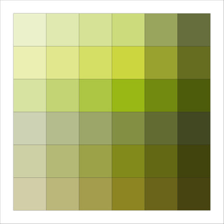 Earthy green gradient squares. Olive to moss soft transition. Nature inspired geometric grid. Vector illustration. EPS 10.のイラスト素材