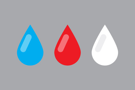 Droplet icons set. Blue red white color. Liquid drop symbols. Vector illustration. EPS 10.のイラスト素材