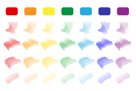 Color swatches and brush strokes. Artistic watercolor collection. Digital painting elements. Vector illustration. EPS 10.のイラスト素材