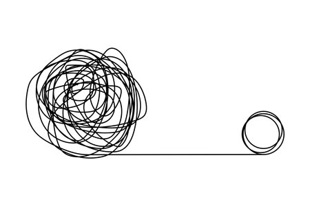 Scribble chaos circle. Artistic doodle line art. Simplicity concept drawing. Vector illustration. EPS 10.のイラスト素材