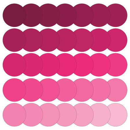 Pink Color Gradient Circles Vector. Shades of pink in circular pattern. Decorative design element.のイラスト素材