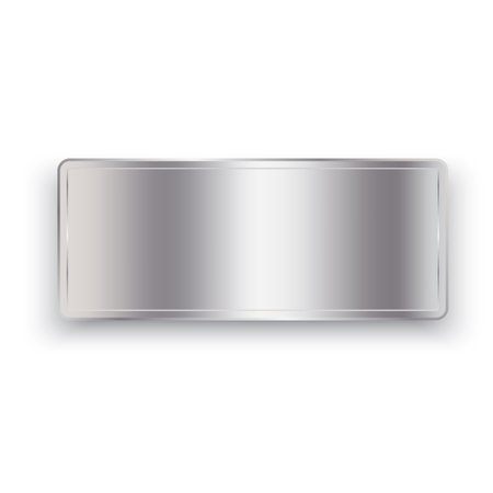Silver metal button icon. Horizontal orientation. Reflective shiny surface. Vector graphic.のイラスト素材