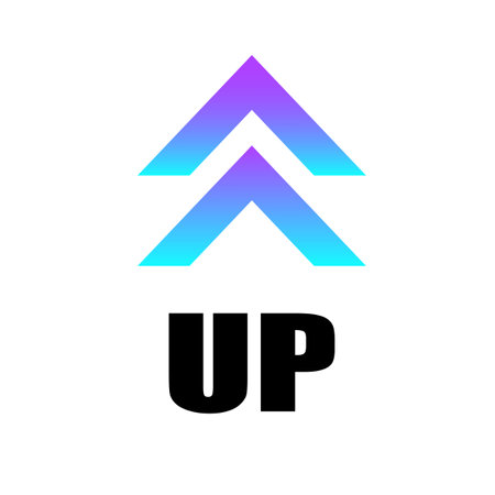 Up arrows graphic. Gradient purple blue. Letter U and P. Isolated vector illustration.のイラスト素材