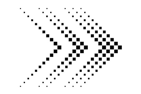 Abstract pixel arrows. Checkered arrow design. Black white pattern. Vector illustration.のイラスト素材