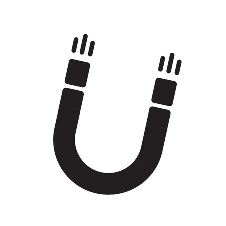 Magnet icon silhouette. Black horseshoe shape. Simple and bold. Vector graphic.のイラスト素材
