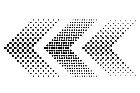 Abstract arrow patterns. Three geometric designs. Black gradient shapes. Optical illusion effect.のイラスト素材