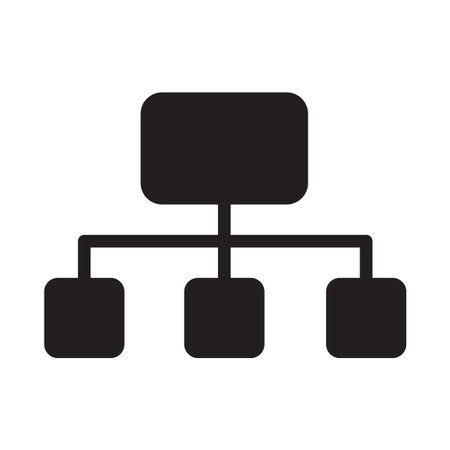 Hierarchy structure icon. Simple black network diagram. Organization chart symbol. Vector...