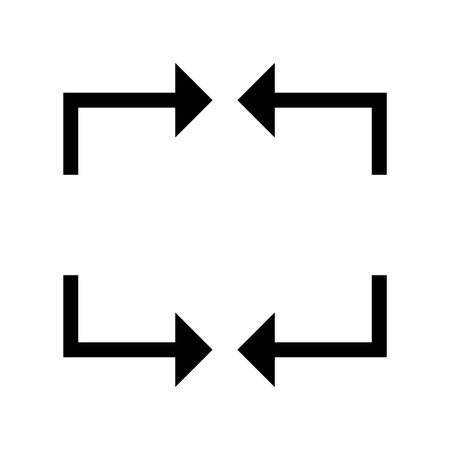 Four arrow icon. Directional arrows symbol. Minimalist navigation graphic. Geometric shape illustration.のイラスト素材