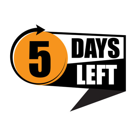 Number ten countdown. Bold 10 in orange. Days left text. Dynamic black symbol.のイラスト素材