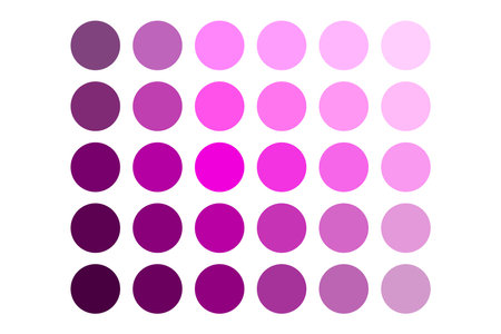 Pink tone palette. Circle gradient dots. Bright magenta shades. Vector color swatches.のイラスト素材