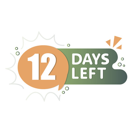 Speech bubble timer. Number twelve days. Deadline message text. Vector banner.のイラスト素材
