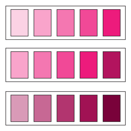 Pink gradient palette. Vibrant hue swatches. Color selection Vector. Creative scheme sample.のイラスト素材